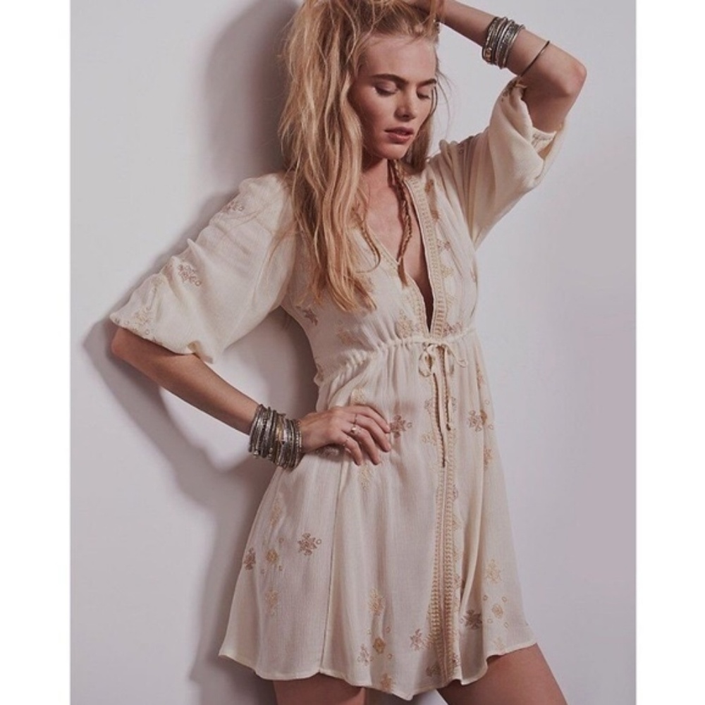 Free People Star Gazer Embroidered Mini Dress